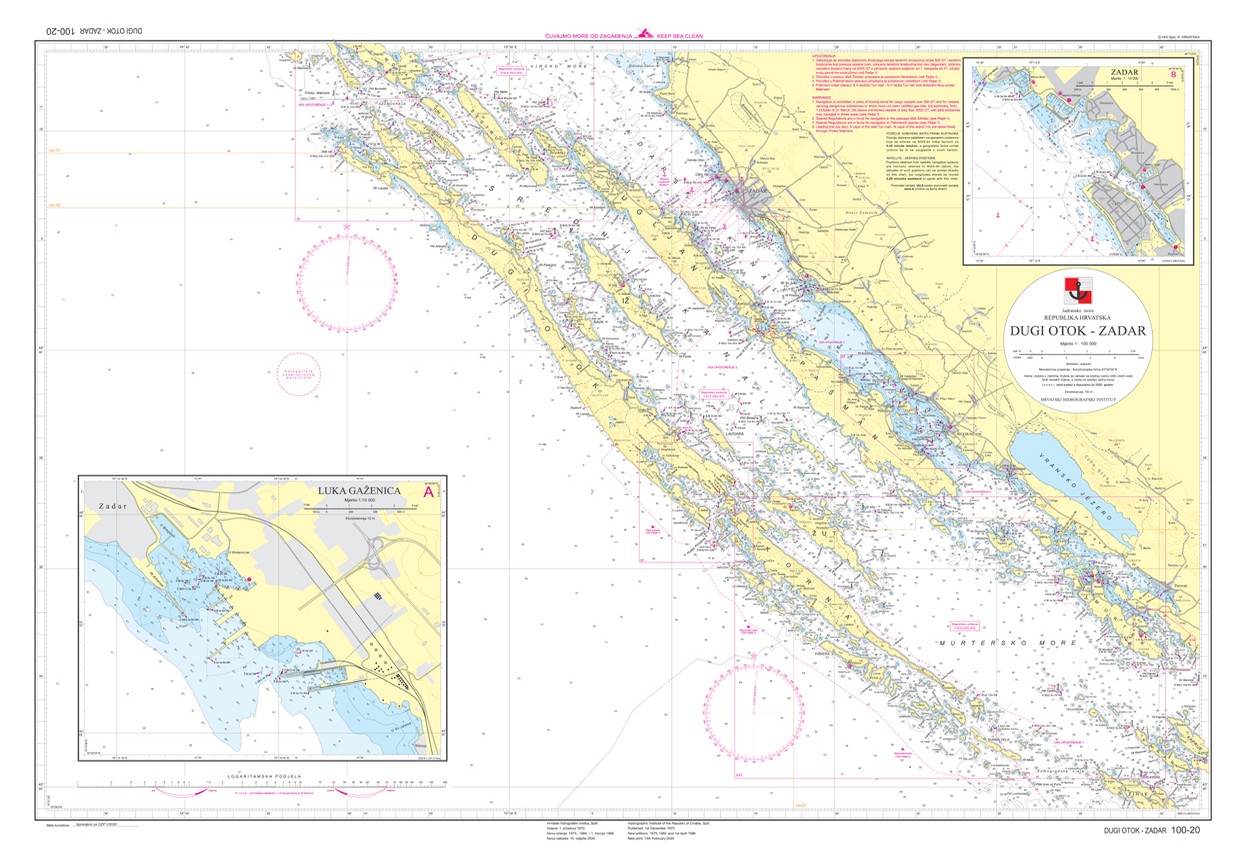 pomorska karta zadar Pomorska Karta 100 20 Dugi Otok Zadar pomorska karta zadar